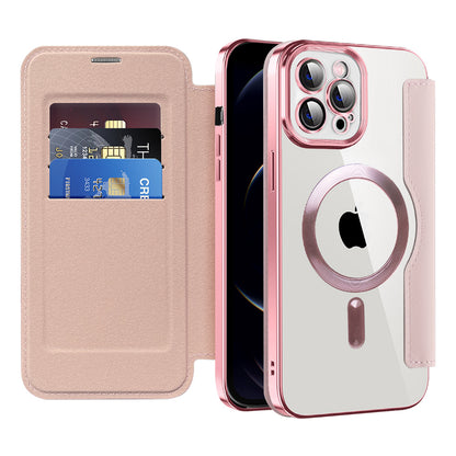 Capa MagSafe para Apple iPhone 12 Pro Max, Techsuit, SmartMag Book, Rosa