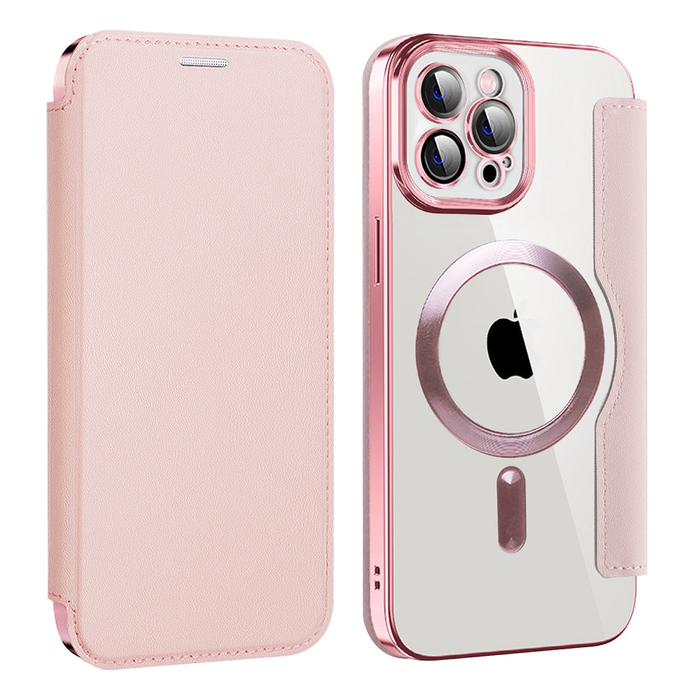 Capa MagSafe para Apple iPhone 12 Pro Max, Techsuit, SmartMag Book, Rosa