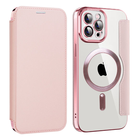 Capa MagSafe para Apple iPhone 12 Pro Max, Techsuit, SmartMag Book, Rosa