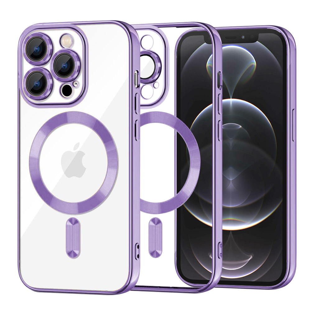Capa MagSafe para Apple iPhone 12 Pro, Techsuit, Luxury Crystal, Roxo Claro