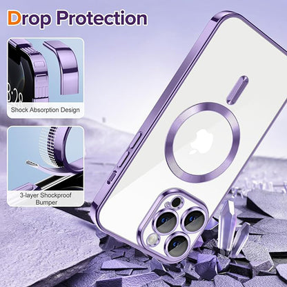 Capa MagSafe para Apple iPhone 12 Pro, Techsuit, Luxury Crystal, Roxo Claro