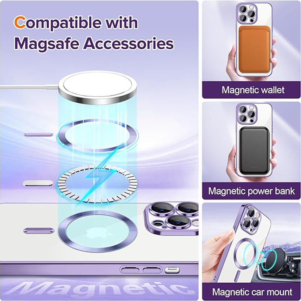 Capa MagSafe para Apple iPhone 12 Pro, Techsuit, Luxury Crystal, Roxo Claro