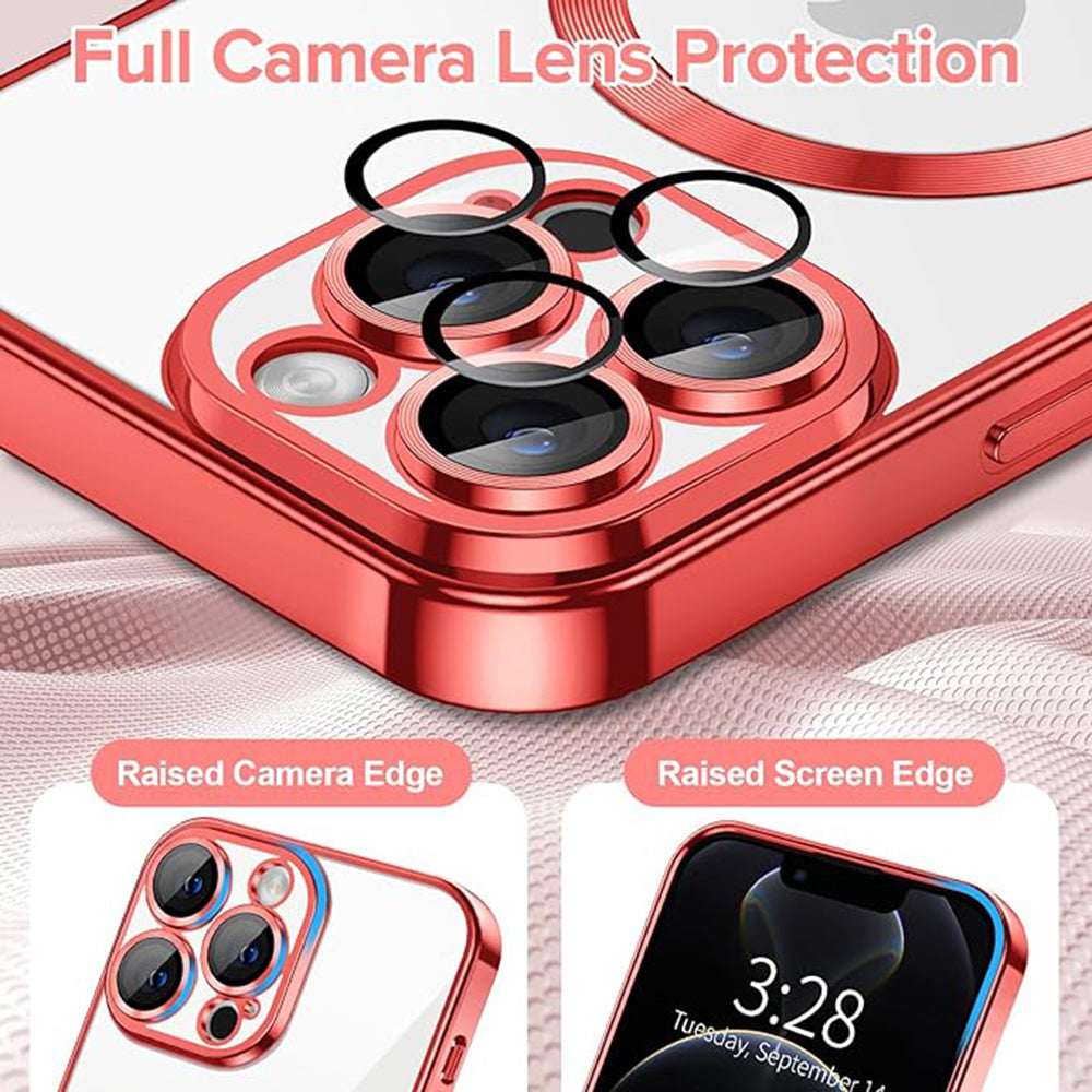 MagSafe Case for Apple iPhone 12 Pro, Techsuit, Luxury Crystal, Red