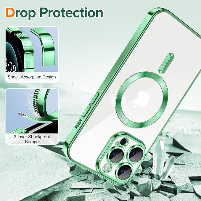 Capa MagSafe para Apple iPhone 12 Pro, Techsuit, Luxury Crystal, Verde Claro
