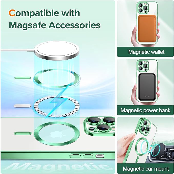 Capa MagSafe para Apple iPhone 12 Pro, Techsuit, Luxury Crystal, Verde Claro