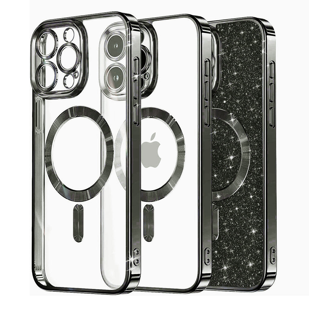 Capa MagSafe para Apple iPhone 12 Pro, Techsuit, Luxury Glitter, Preta