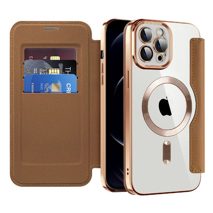 Capa MagSafe para Apple iPhone 12 Pro, Techsuit, SmartMag Book, Castanha