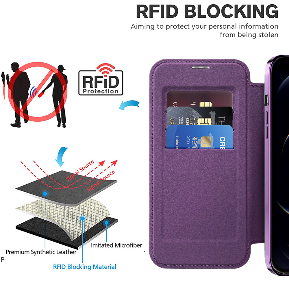 Capa MagSafe para Apple iPhone 12 Pro, Techsuit, SmartMag Book, Roxo