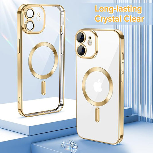 Capa MagSafe para Apple iPhone 12, Techsuit, Luxury Crystal, Dourada