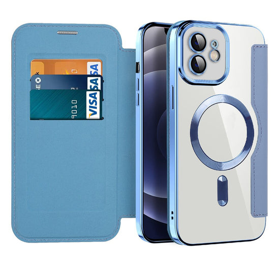 Capa MagSafe para Apple iPhone 12, Techsuit, SmartMag Book, Azul