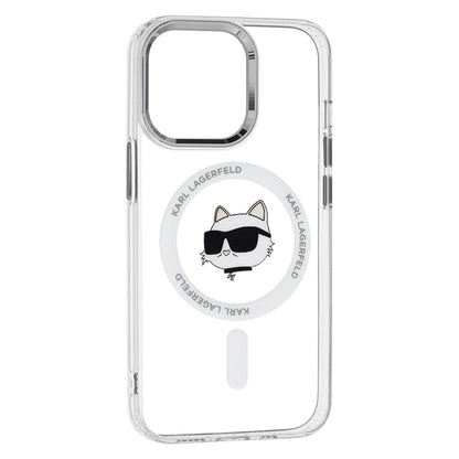 Capa MagSafe para Apple iPhone 13 Pro Max, Karl Lagerfeld, IML Metal Choupette's Head, Branca.