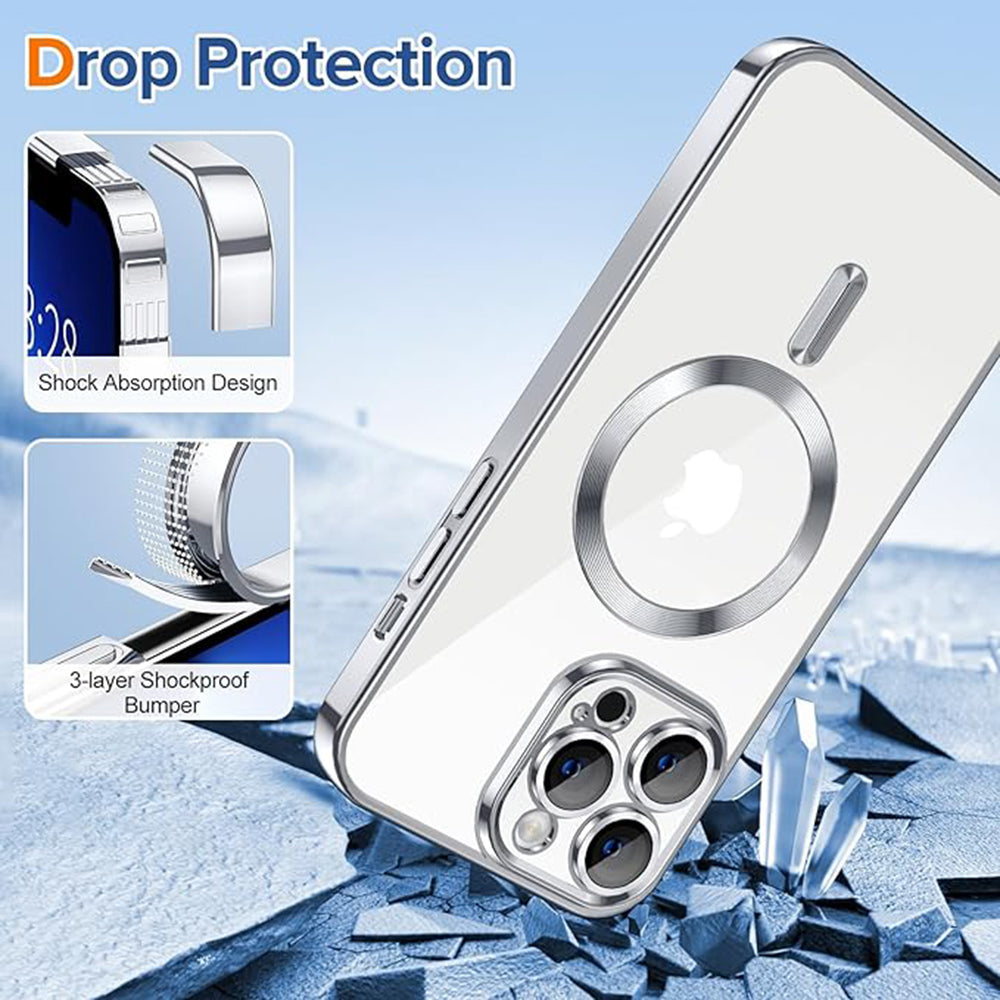MagSafe Case for Apple iPhone 13 Pro Max, Techsuit, Luxury Crystal, Silver