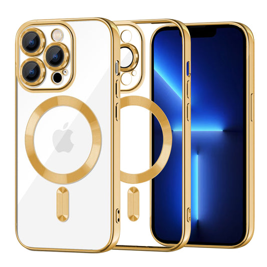 MagSafe Case for Apple iPhone 13 Pro Max, Techsuit, Luxury Crystal, Gold