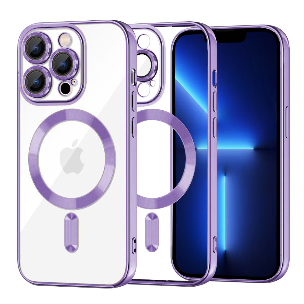 Capa MagSafe para Apple iPhone 13 Pro Max, Techsuit, Luxury Crystal, Roxo Claro