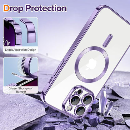 Capa MagSafe para Apple iPhone 13 Pro Max, Techsuit, Luxury Crystal, Roxo Claro