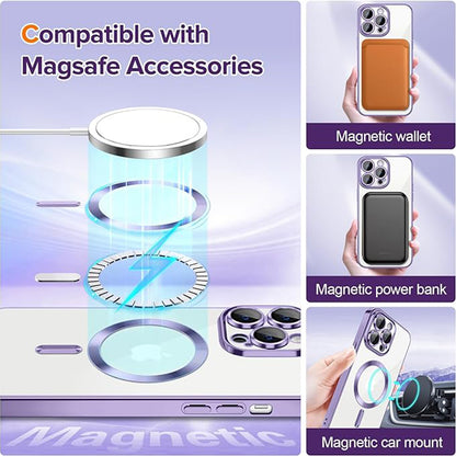 Capa MagSafe para Apple iPhone 13 Pro Max, Techsuit, Luxury Crystal, Roxo Claro