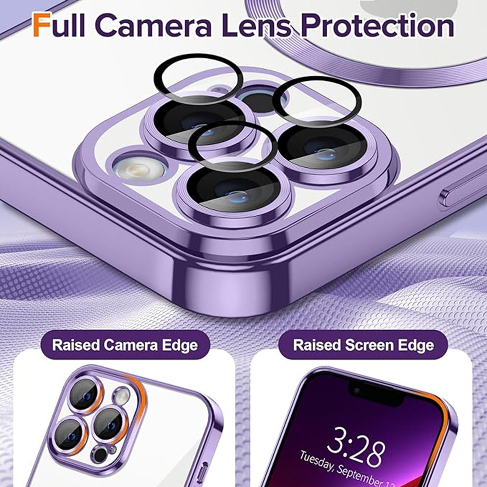 Capa MagSafe para Apple iPhone 13 Pro Max, Techsuit, Luxury Crystal, Roxo Claro
