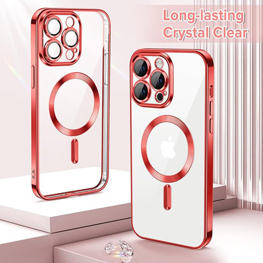Capa MagSafe para Apple iPhone 13 Pro Max, Techsuit, Luxury Crystal, Vermelha