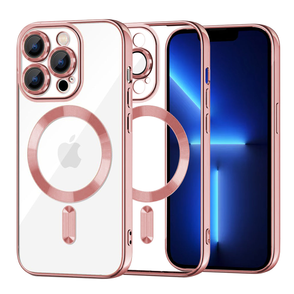 Capa MagSafe para Apple iPhone 13 Pro Max, Techsuit, Luxury Crystal, Rosa