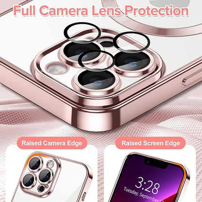Capa MagSafe para Apple iPhone 13 Pro Max, Techsuit, Luxury Crystal, Rosa