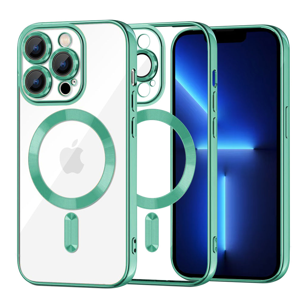 Capa MagSafe para Apple iPhone 13 Pro Max, Techsuit, Luxury Crystal, Verde Claro