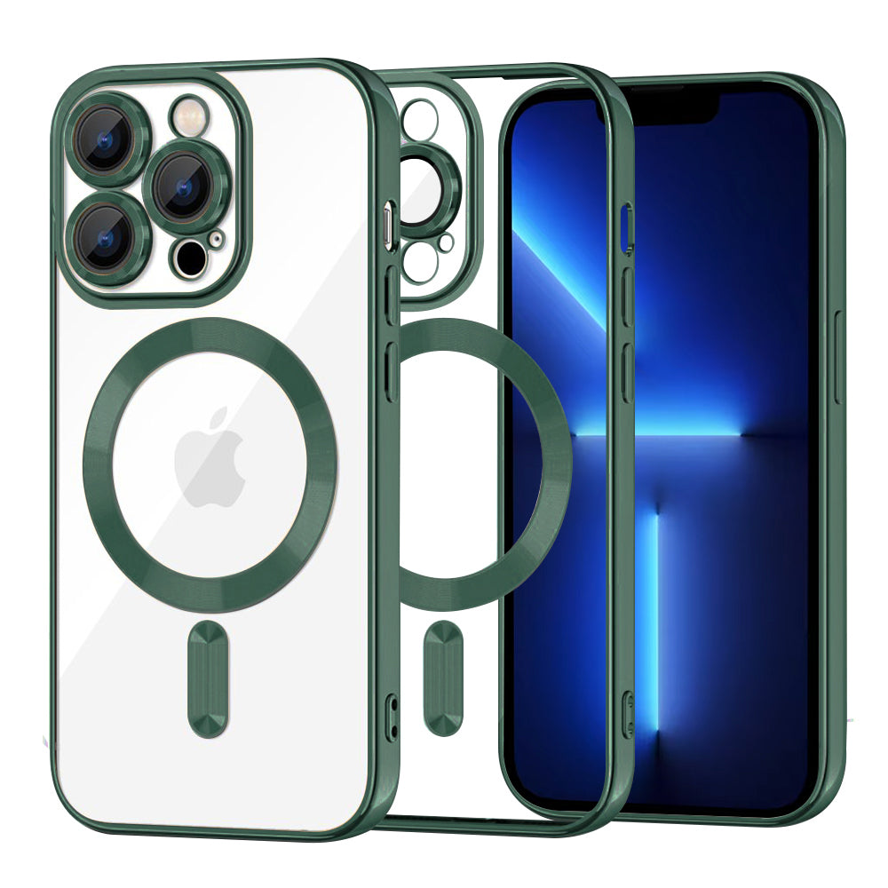 Capa MagSafe para Apple iPhone 13 Pro Max, Techsuit, Luxury Crystal, Verde Escuro