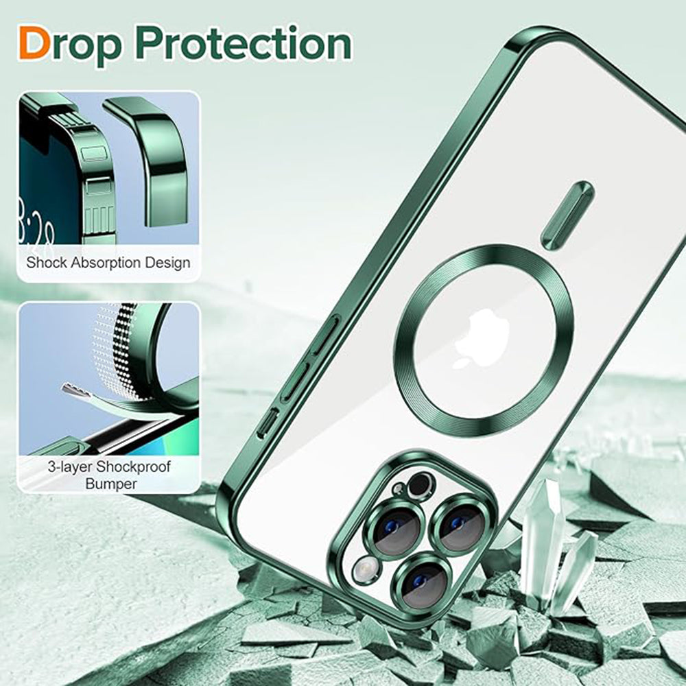 Capa MagSafe para Apple iPhone 13 Pro Max, Techsuit, Luxury Crystal, Verde Escuro