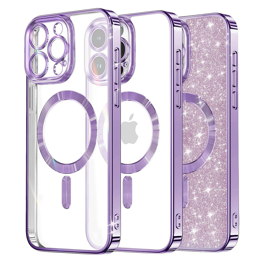 Capa MagSafe para Apple iPhone 13 Pro Max, Techsuit, Luxury Glitter, Roxo Claro