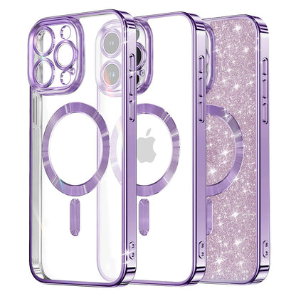 Capa MagSafe para Apple iPhone 13 Pro Max, Techsuit, Luxury Glitter, Roxo Claro