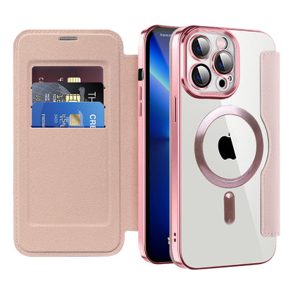Capa MagSafe para Apple iPhone 13 Pro Max, Techsuit, SmartMag Book, Rosa