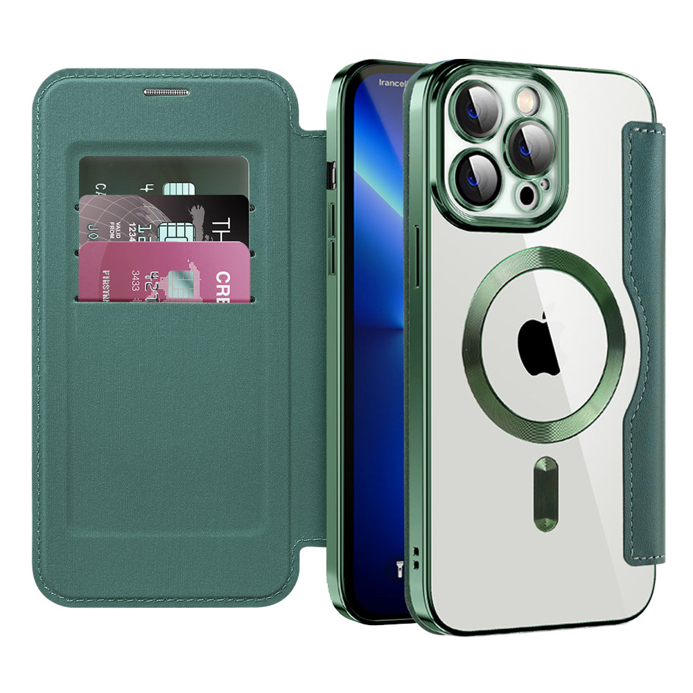 MagSafe Case for Apple iPhone 13 Pro Max, Techsuit, SmartMag Book, Green