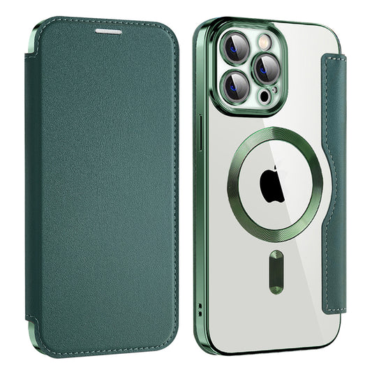 Capa MagSafe para Apple iPhone 13 Pro Max, Techsuit, SmartMag Book, Verde