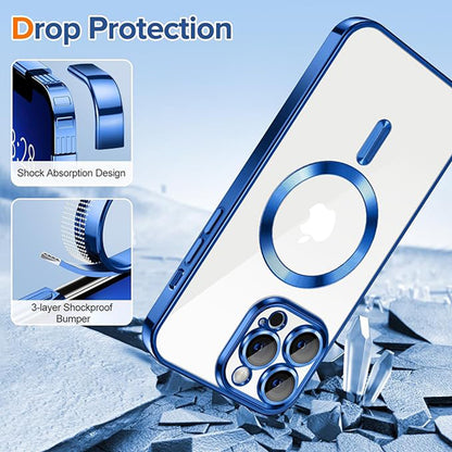Capa MagSafe para Apple iPhone 13 Pro, Techsuit, Luxury Crystal, Azul Escuro