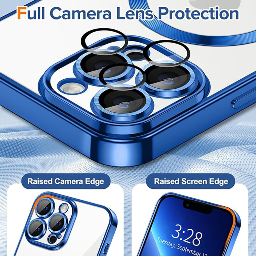 Capa MagSafe para Apple iPhone 13 Pro, Techsuit, Luxury Crystal, Azul Escuro