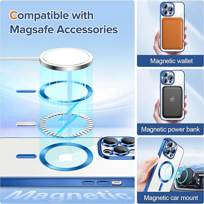 Capa MagSafe para Apple iPhone 13 Pro, Techsuit, Luxury Crystal, Azul Escuro