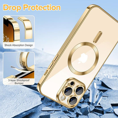 Capa MagSafe para Apple iPhone 13 Pro, Techsuit, Luxury Crystal, Dourada