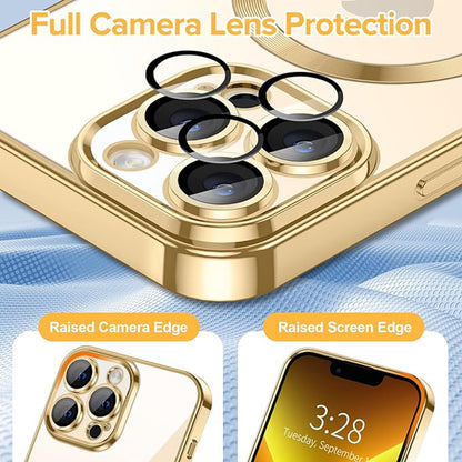 Capa MagSafe para Apple iPhone 13 Pro, Techsuit, Luxury Crystal, Dourada