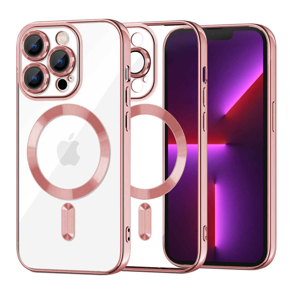 Capa MagSafe para Apple iPhone 13 Pro, Techsuit, Luxury Crystal, Rosa