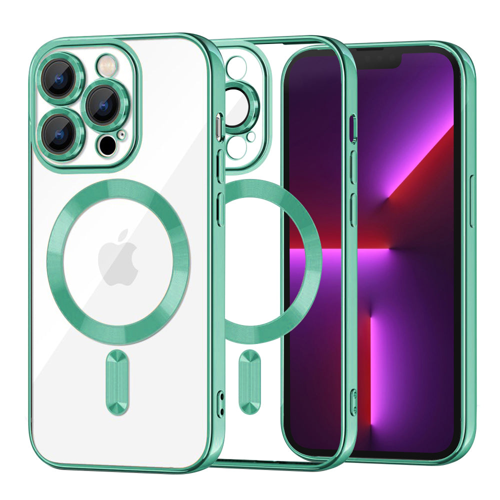 Capa MagSafe para Apple iPhone 13 Pro, Techsuit, Luxury Crystal, Verde Claro
