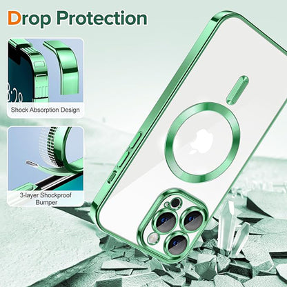 Capa MagSafe para Apple iPhone 13 Pro, Techsuit, Luxury Crystal, Verde Claro