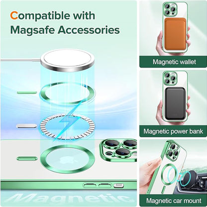 Capa MagSafe para Apple iPhone 13 Pro, Techsuit, Luxury Crystal, Verde Claro