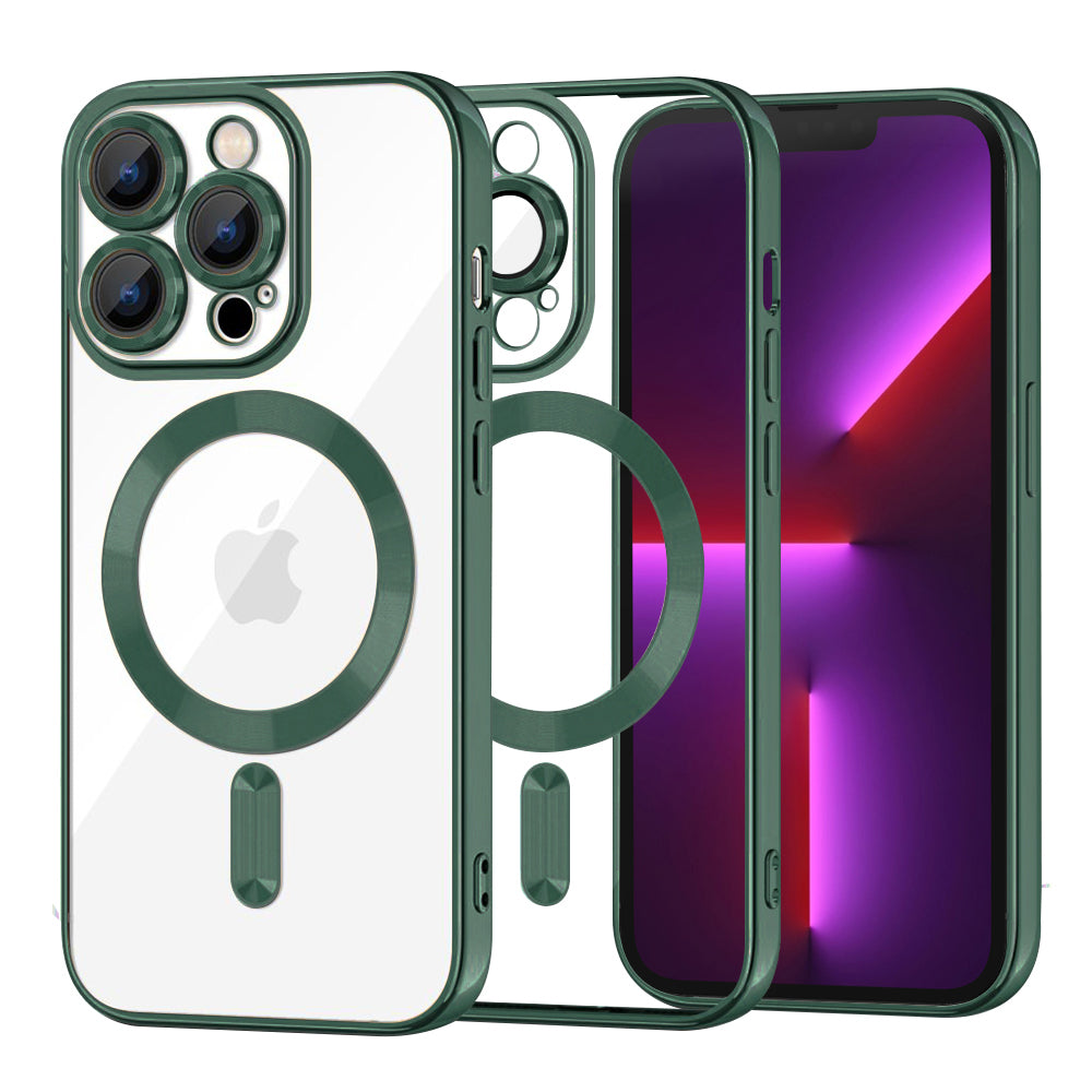 Capa MagSafe para Apple iPhone 13 Pro, Techsuit, Luxury Crystal, Verde Escuro