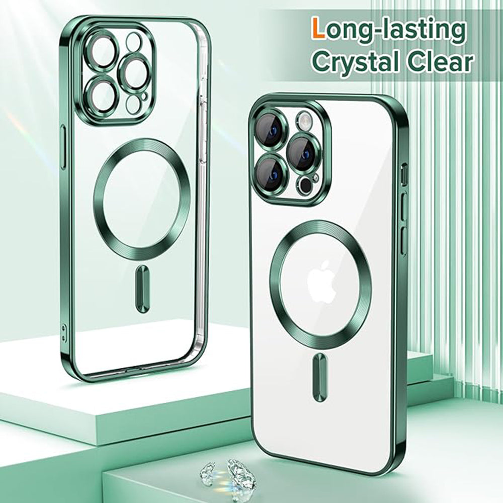 Capa MagSafe para Apple iPhone 13 Pro, Techsuit, Luxury Crystal, Verde Escuro