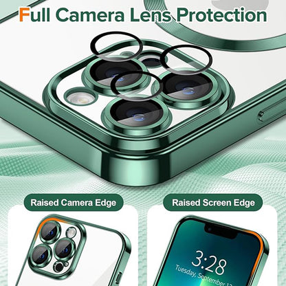 Capa MagSafe para Apple iPhone 13 Pro, Techsuit, Luxury Crystal, Verde Escuro