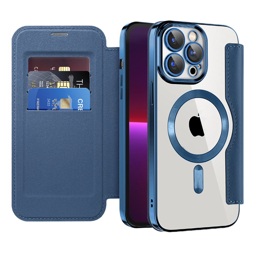 Capa MagSafe para Apple iPhone 13 Pro, Techsuit, SmartMag Book, Azul