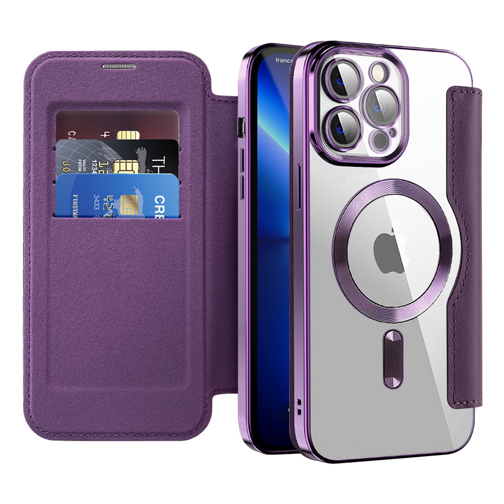 Capa MagSafe para Apple iPhone 13 Pro, Techsuit, SmartMag Book, Roxo
