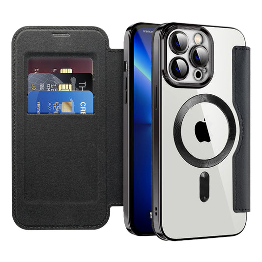 Capa MagSafe para Apple iPhone 13 Pro, Techsuit, SmartMag Book, Preta