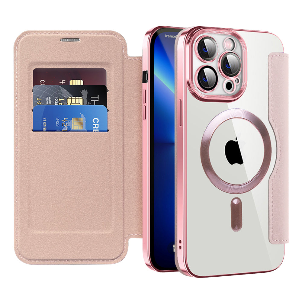 Capa MagSafe para Apple iPhone 13 Pro, Techsuit, SmartMag Book, Rosa