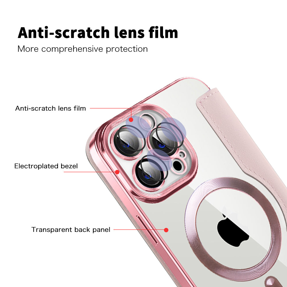Capa MagSafe para Apple iPhone 13 Pro, Techsuit, SmartMag Book, Rosa