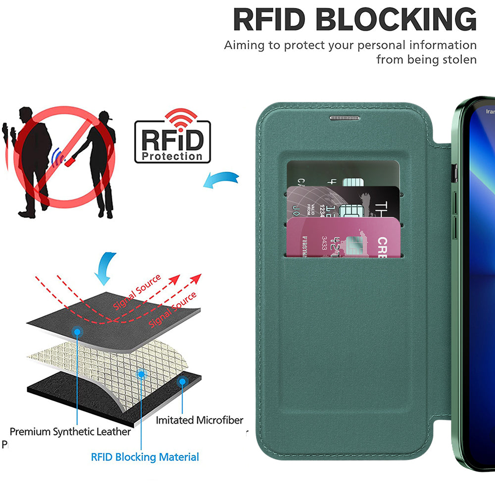 Capa MagSafe para Apple iPhone 13 Pro, Techsuit, SmartMag Book, Verde